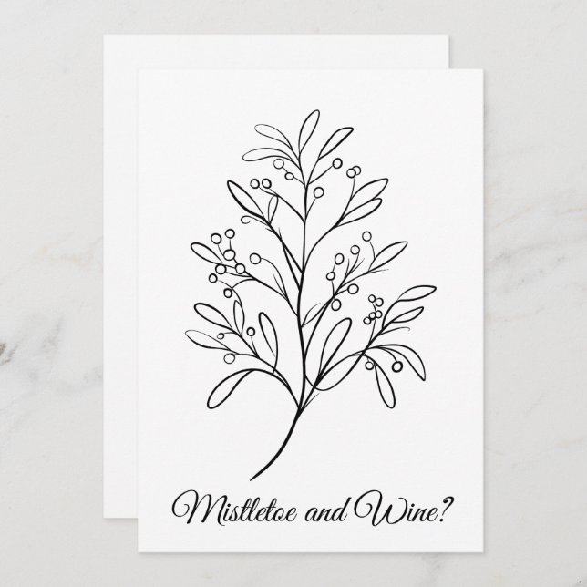 Funny Mistletoe and Wine, Your Place or Mine? Holiday Card (Front/Back)