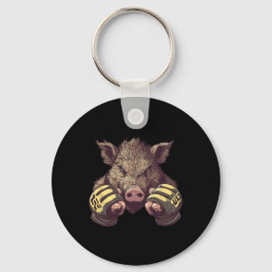 Funny Mma Boar - Cage Fighter And Martial Arts Box Key Ring