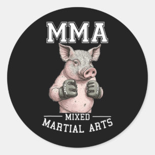 Funny Mma Pig - Thai Boxing Cage Fighting Classic Round Sticker