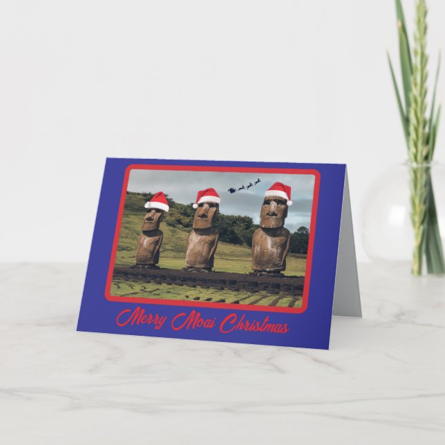 Funny Moai Christmas Card (Front)