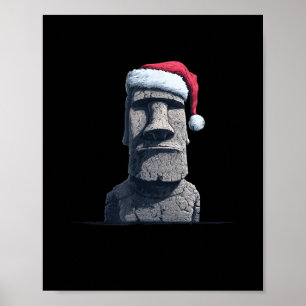 Funny Moai Face Costume For Festive Christmas Nigh Poster