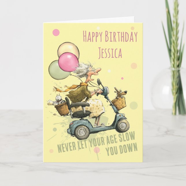 Funny Mobility Scooter Birthday Card (Front)