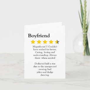 Funny modern 4.5 star boyfriend review typography card