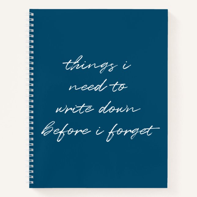 Funny Modern Blue Minimalist Script To Do List Notebook (Front)