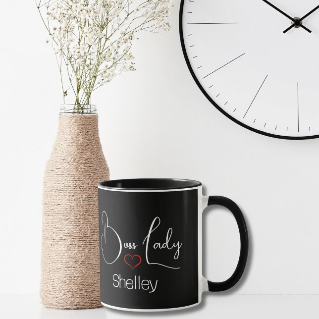 Funny Modern Boss Lady Black and White Script  Mug (Creator Uploaded)