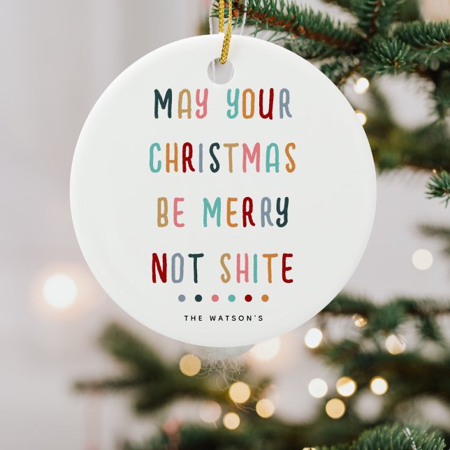 Funny Modern Colourful Personalised Christmas Gift Ceramic Tree Decoration (Creator Uploaded)