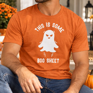 Funny Modern Cute Halloween Boo Sheet Orange Ghost T-Shirt