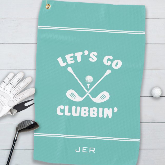 Funny Modern Golfer Humor Sports Teal  Golf Towel (Funny Modern Golfer Humor Sports Teal Golf Towel)