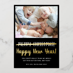 Funny Modern Happy New Year Foil Holiday Card