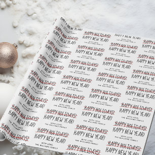 Funny Modern Late Happy Holidays to Happy New Year Wrapping Paper