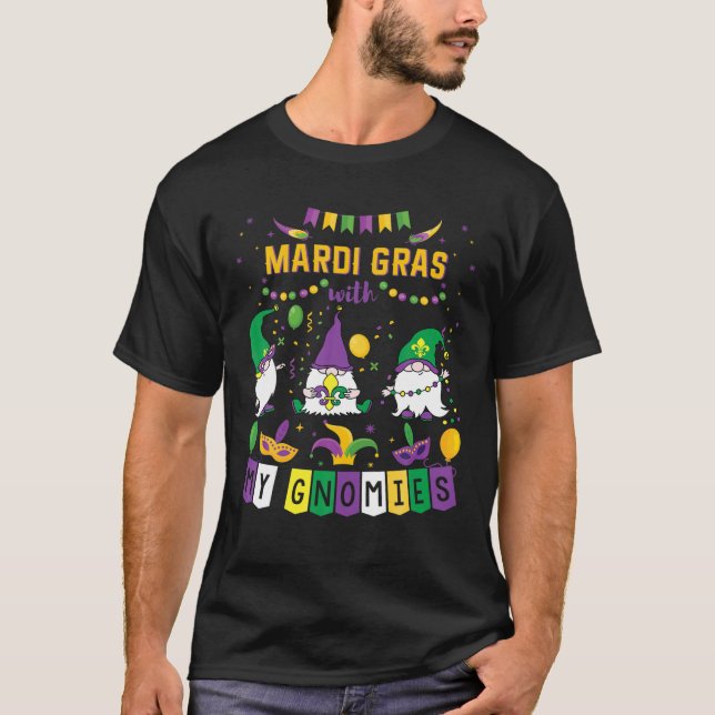 Funny Modern Mardi Gras Design Beads And Bling Jes T-Shirt (Front)