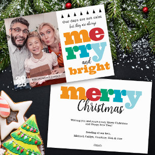 Funny Modern Merry and Bright Colourful Holiday Card