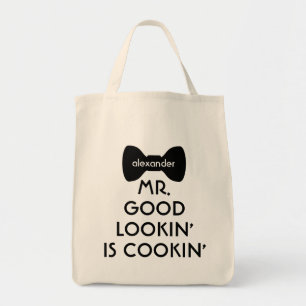 Funny Modern Mr Good Looking Cooking Bowtie Tote Bag
