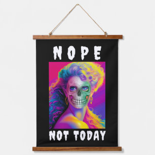 FUNNY MODERN NOPE NOT TODAY COLORFUL SKULL HANGING TAPESTRY