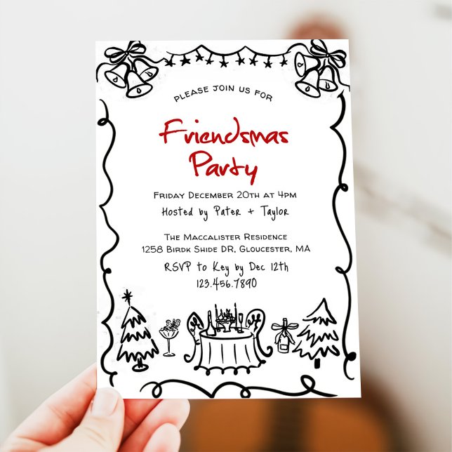 Funny Modern Simple Friendsmas Party Invitation (Creator Uploaded)