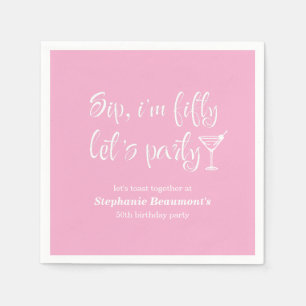 Funny Modern Sip I'm Fifty Woman's 50th Birthday Napkin