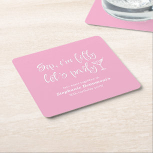 Funny Modern Sip I'm Fifty Woman's 50th Birthday Square Paper Coaster
