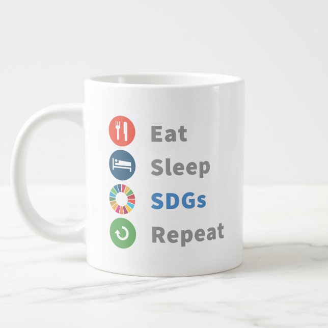 Funny Modern Trendy Sustainability Goals Large Coffee Mug (Left)