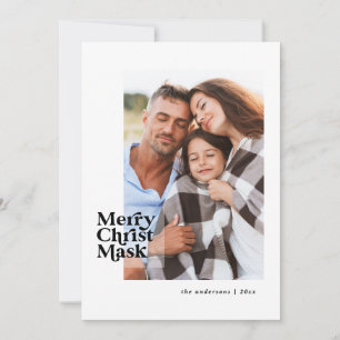 Funny modern typography covid christ mask photo holiday card