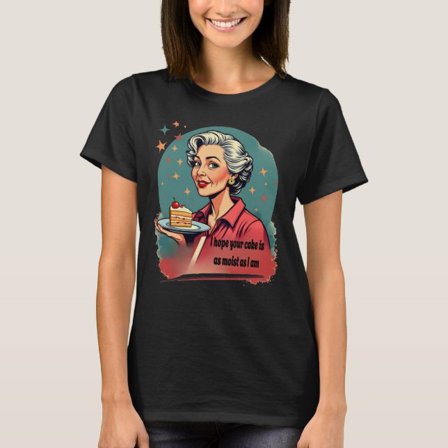 Funny Moist Cake Graphic Tee for Women (Front)
