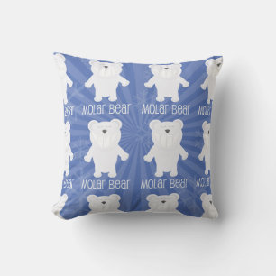 Funny Molar Bear Cartoon Polar Fun Pattern Cushion
