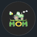 Funny Mom Birthday Boy Tractor Farm Truck Matching Classic Round Sticker<br><div class="desc">Funny Mom Birthday Boy Tractor Farm Truck Matching</div>