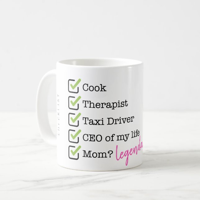 Funny Mom Checklist Coffee Mug (Front Left)