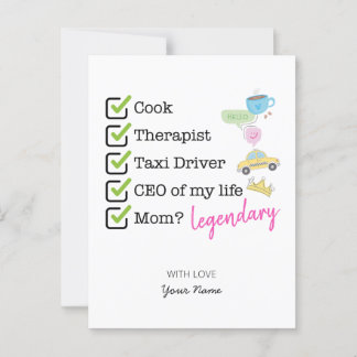 Funny Mom Checklist Postcard