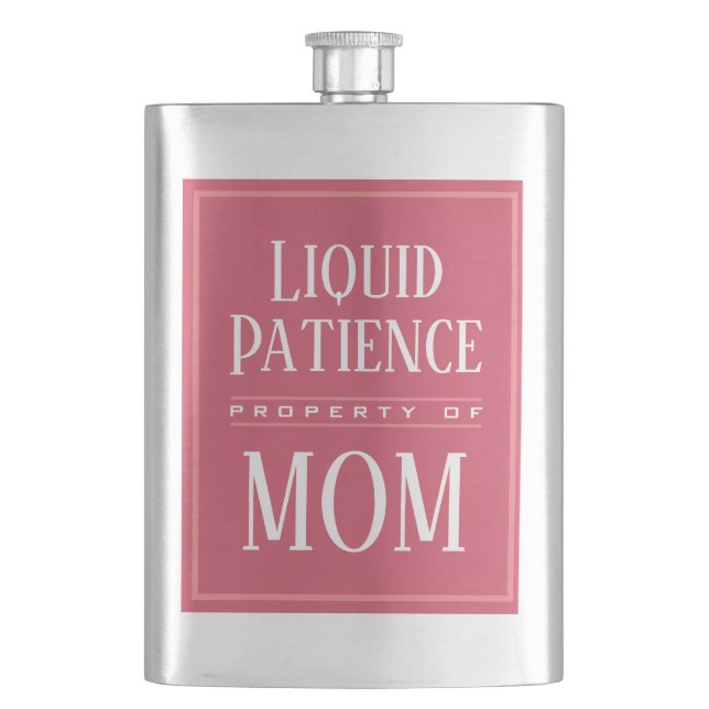 Funny Mom Humor Quote Custom Modern Monogram Hip Flask (Front)