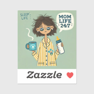 Funny Mom Magnet - "Mom Life 24/7" - Exhausted Mom