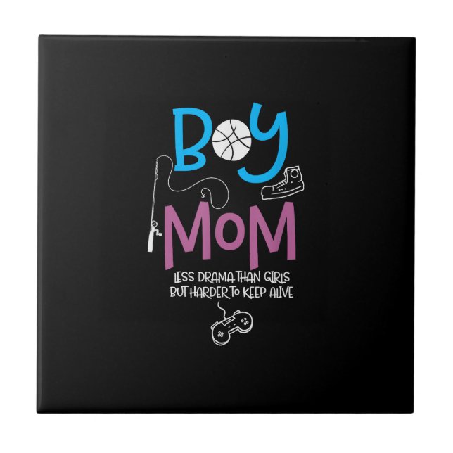Funny Mom of Boys Proud Mom Good Mothers Day Tile (Front)