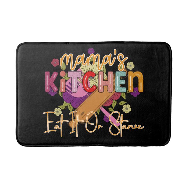 Funny Momma's kitchen word art  Bath Mat (Front)