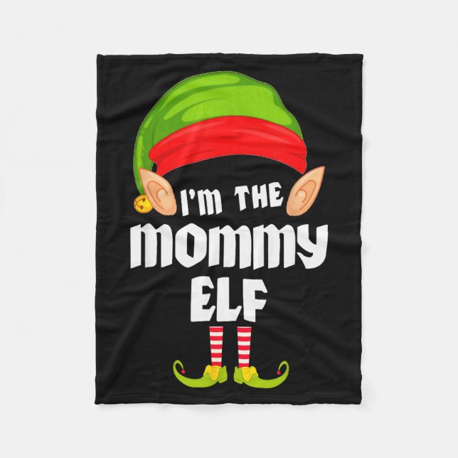 Funny Mommy Elf Matching Family Group Pj Christmas Fleece Blanket (Front)