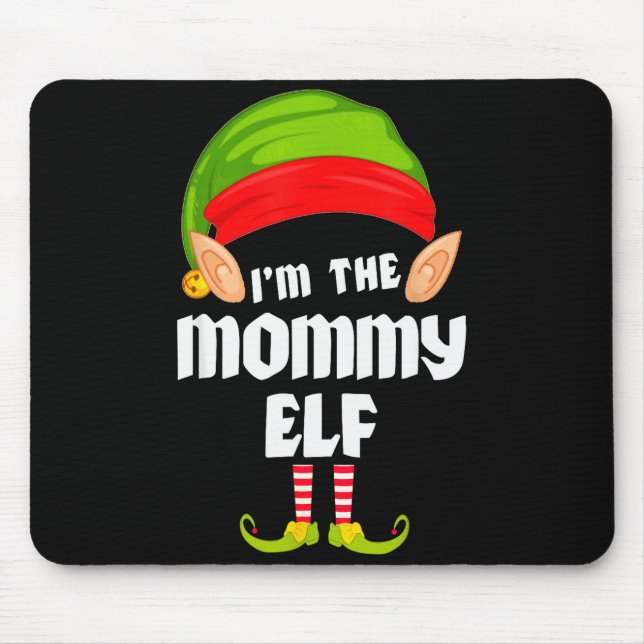 Funny Mommy Elf Matching Family Group Pj Christmas Mouse Mat (Front)
