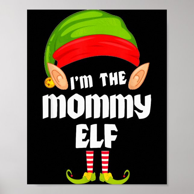 Funny Mommy Elf Matching Family Group Pj Christmas Poster (Front)
