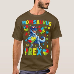 Funny Momsaurus Autism Awareness Day Dinosaur Mum  T-Shirt