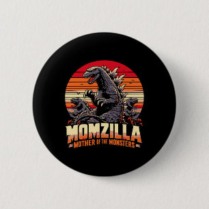 Funny Momzilla Mother Of Monsters Retro Birthday M 6 Cm Round Badge