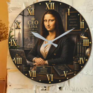 Funny Mona Lisa CEO Lisa Executive Office Decor Large Clock
