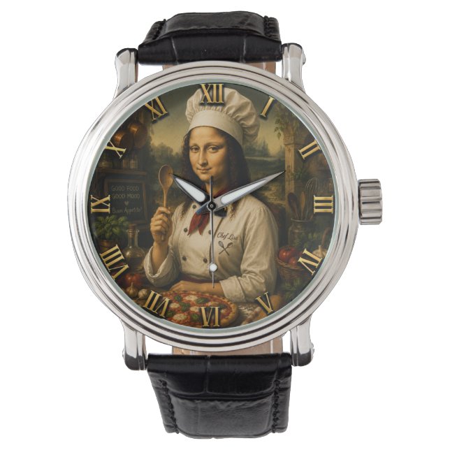 Funny Mona Lisa Chef  Kitchen Decor Watch (Front)