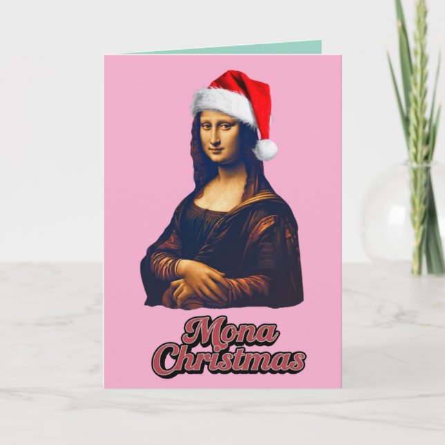 Funny Mona Lisa Christmas Card (Front)
