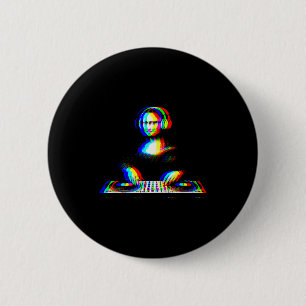 Funny Mona Lisa Dj Varwave Techno Rave Edm Music P 6 Cm Round Badge