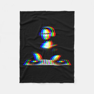 Funny Mona Lisa Dj Varwave Techno Rave Edm Music P Fleece Blanket