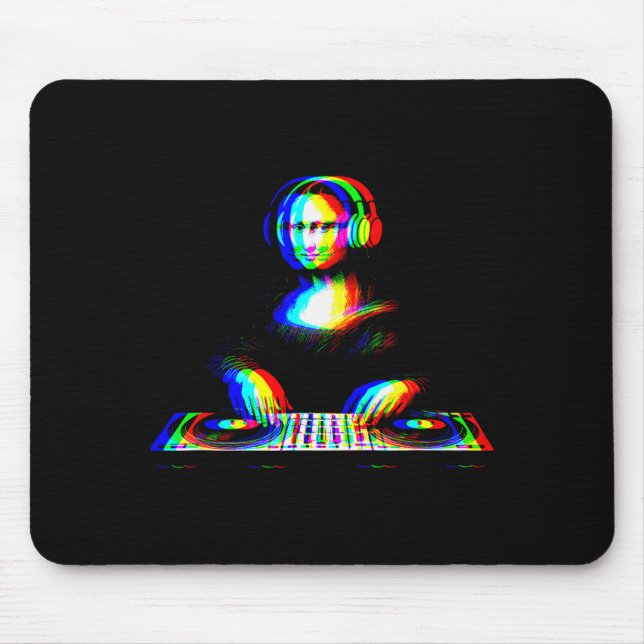 Funny Mona Lisa Dj Varwave Techno Rave Edm Music P Mouse Mat (Front)