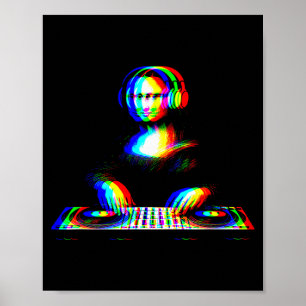 Funny Mona Lisa Dj Varwave Techno Rave Edm Music P Poster