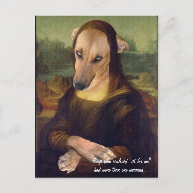 Funny Mona Lisa Dog Meme Picture Postcard (Front)