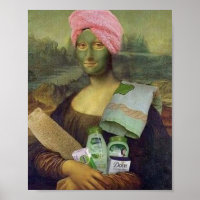 Funny Mona Lisa doing skincare Leonardo da Vinci