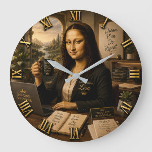 Funny Mona Lisa Entrepreneur Business Office Decor Large Clock