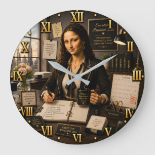 Funny Mona Lisa Executive Assistant Large Clock