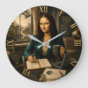 Funny Mona Lisa Financial Advisor Office Decor Large Clock