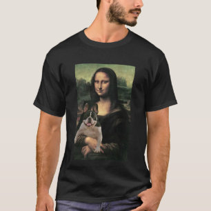 Funny Mona Lisa holding a dog T-Shirt